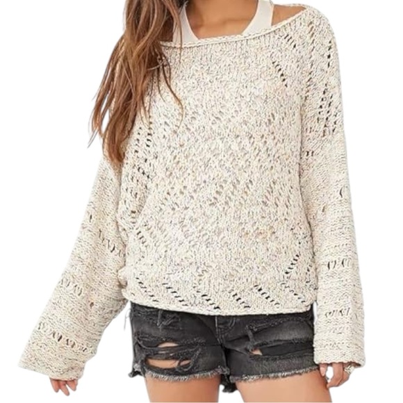 Free People Leilani Knit Pullover In Cupcake Combo NWT size Medium - Picture 2 of 11